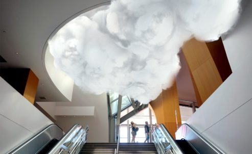 cloud above the escalators at Walt Disney Concert Hall